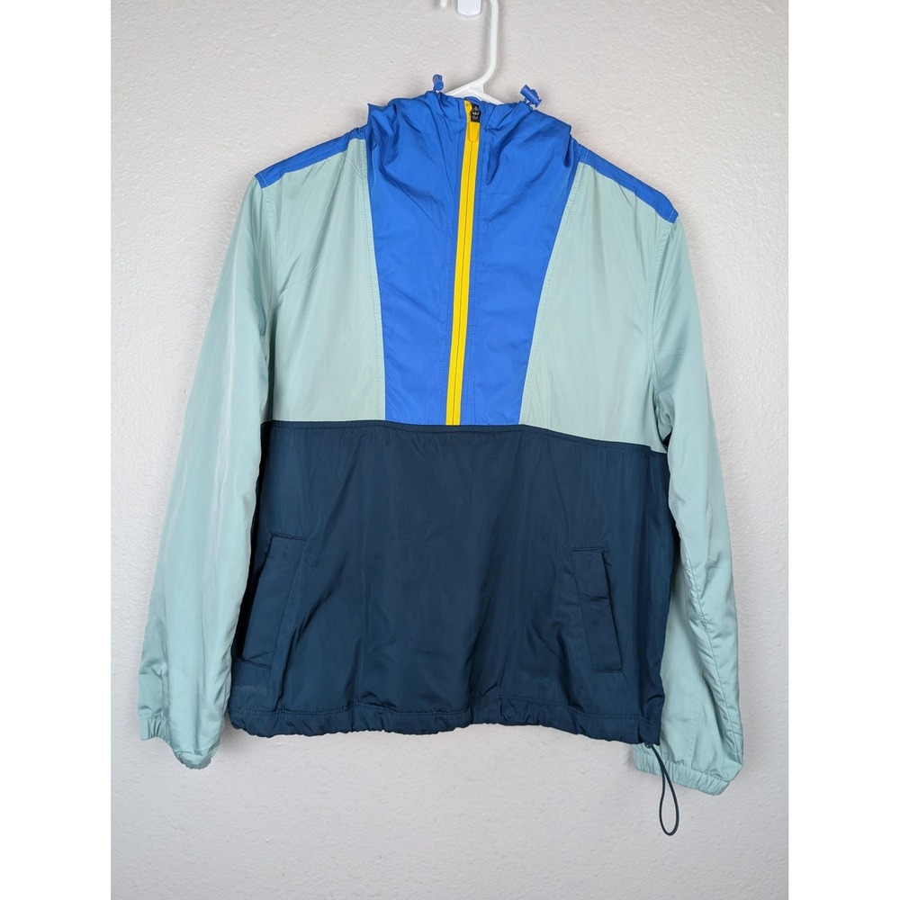 Old Navy Active Jacket Womens XS‎ Blue Colorblock Hooded Windbreaker Pullover